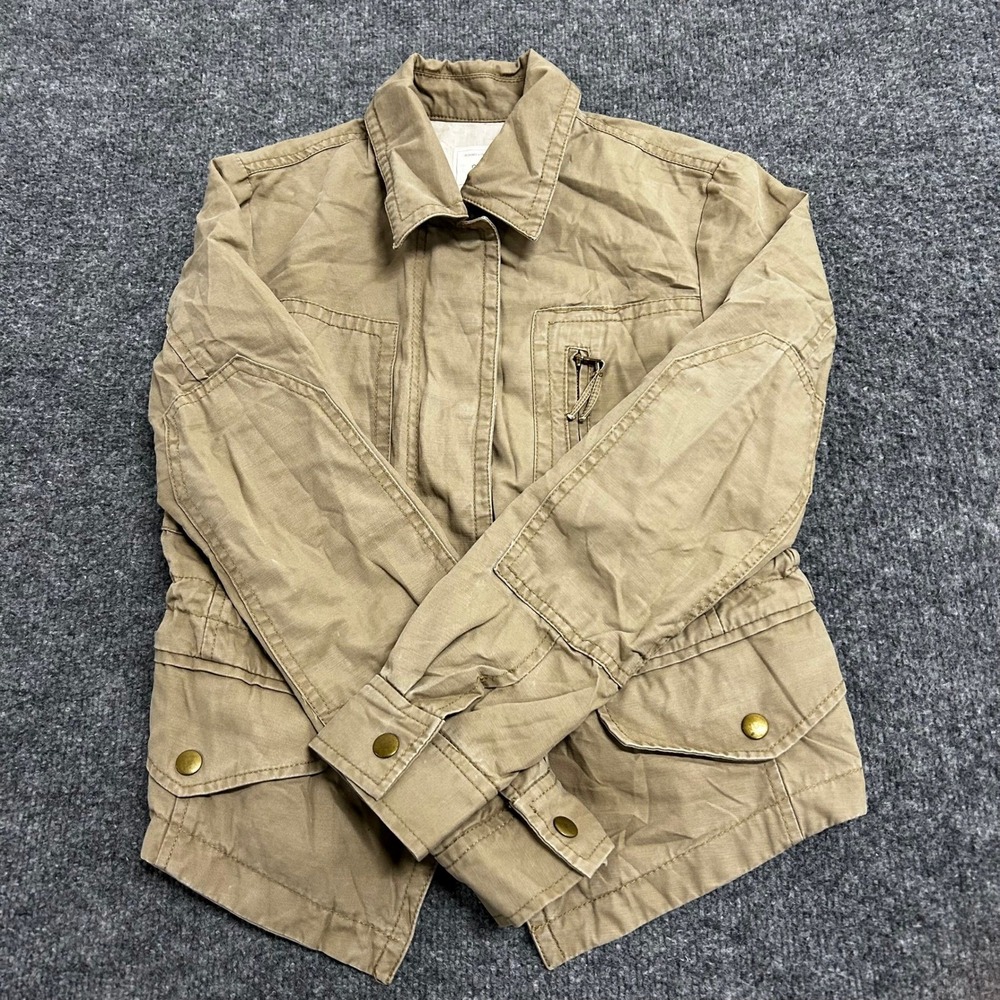 Gap Field Jacket Womens Size XS Petite Tan Cotton Twill Utility Military Coat